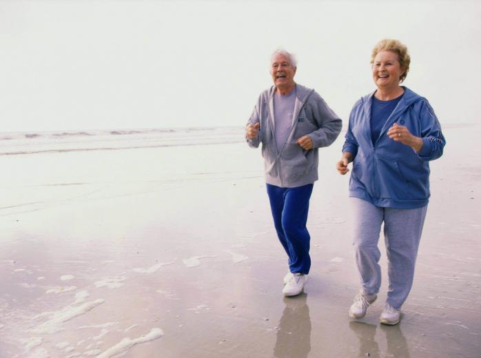 old couple exercising