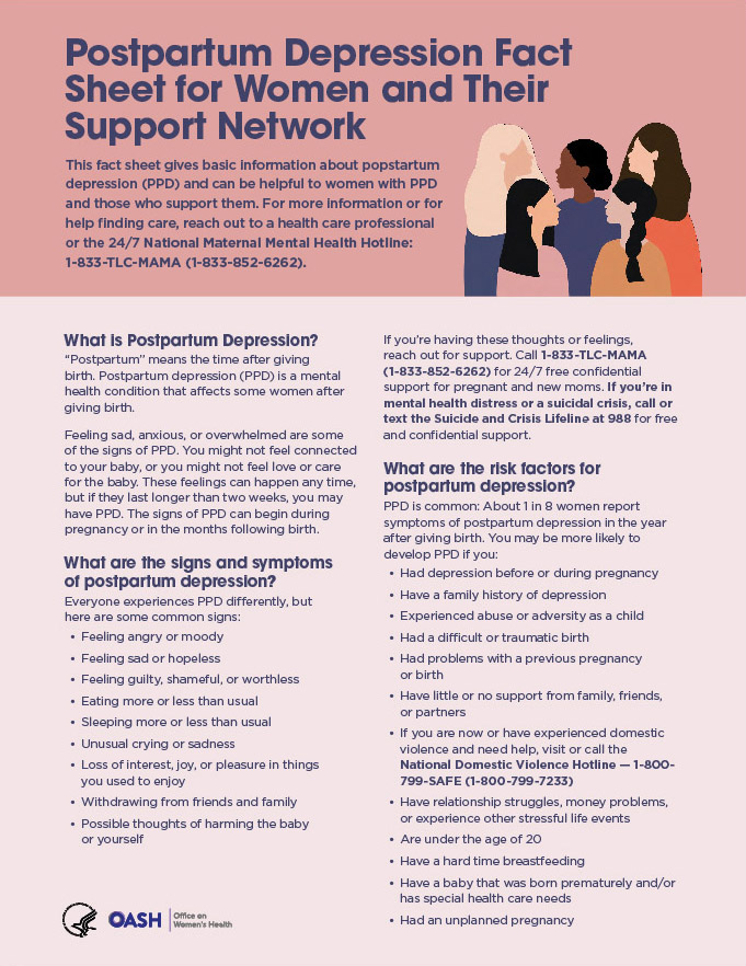 Postpartum Depression Fact Sheet for Women and Their Support Network