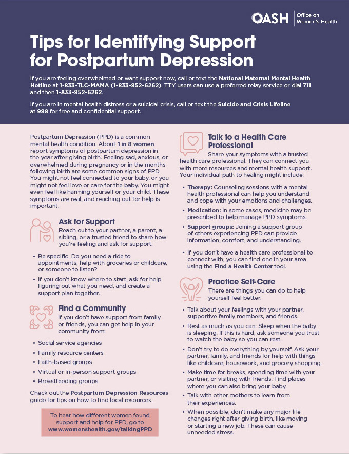 Tips for Identifying Support for Postpartum Depression Fact Sheet