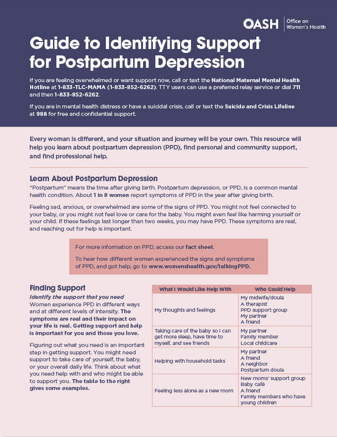 Tips for Supporting Someone with Postpartum Depression Fact Sheet